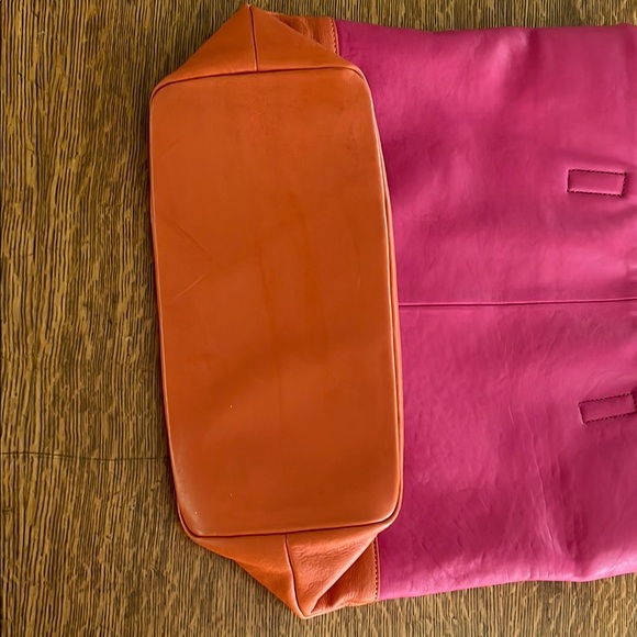 Vibrant Pink & Orange Leather Tote - Picture 6 of 11